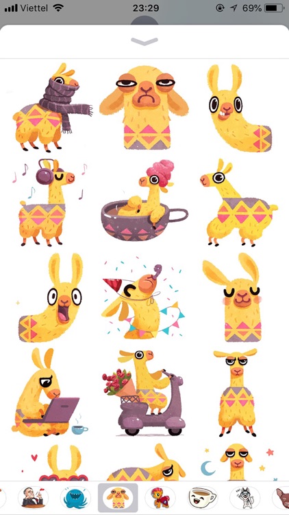 Hipster Lama Funny Stickers