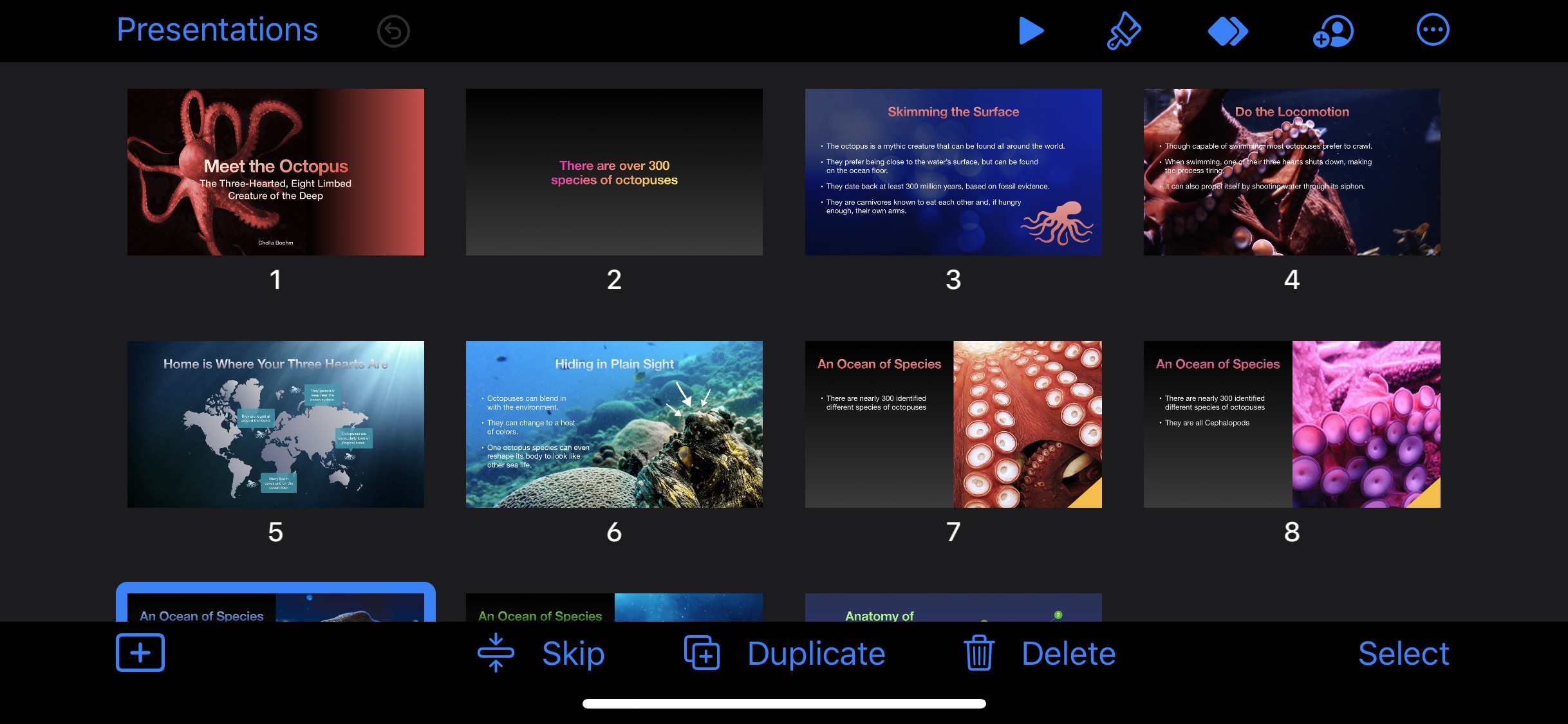 Screenshot do app Keynote