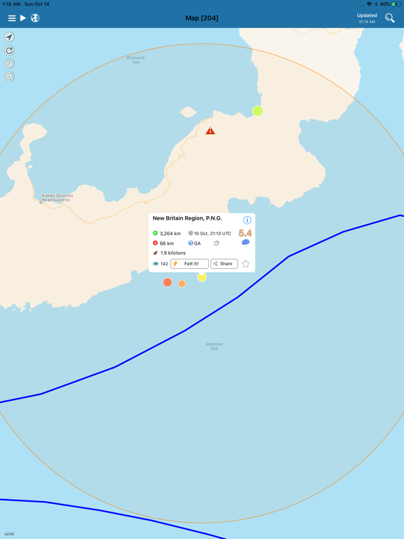 Earthquake+ | Earthquakes Map, News, Alert, Info with Facebook and Twitter integration (former Oz Quake) screenshot