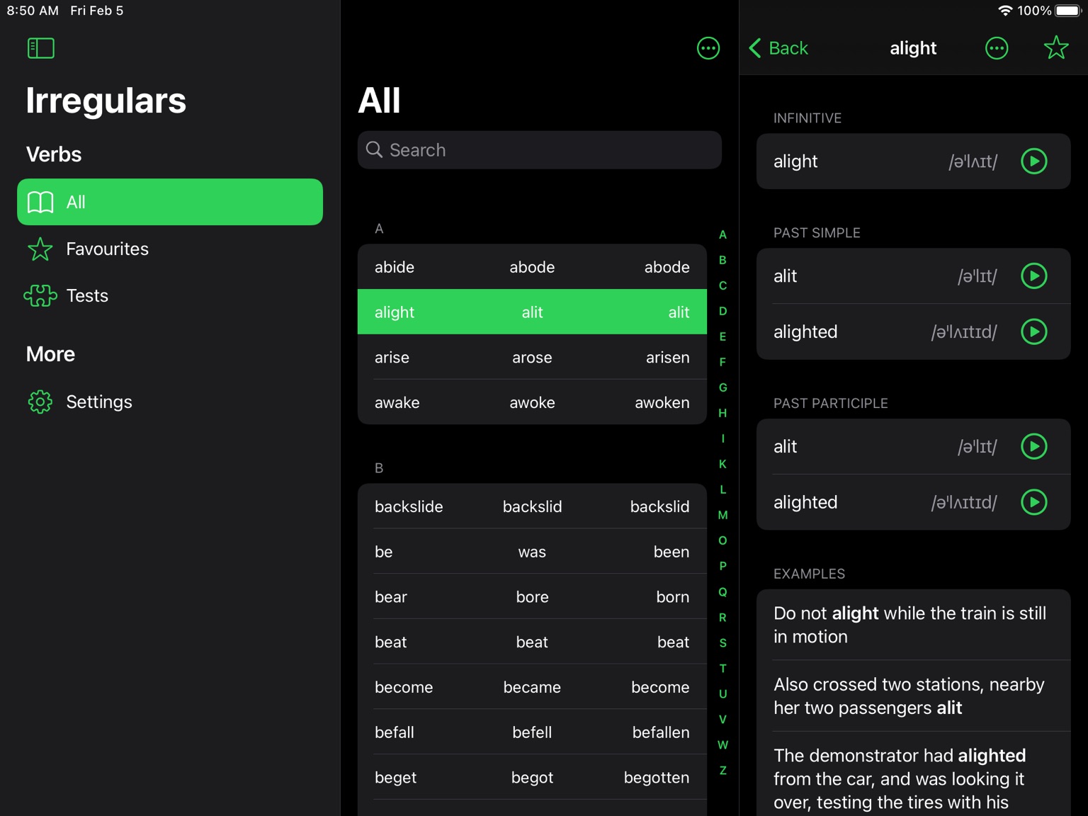 Irregulars: Irregular Verbs screenshot 2