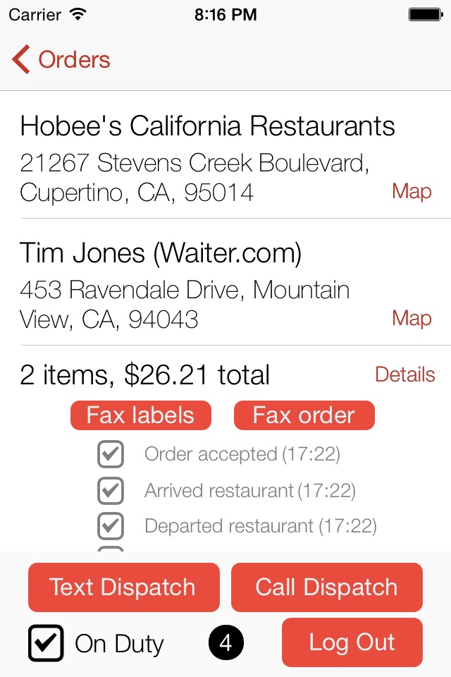 Waiter.com Driver screenshot 4