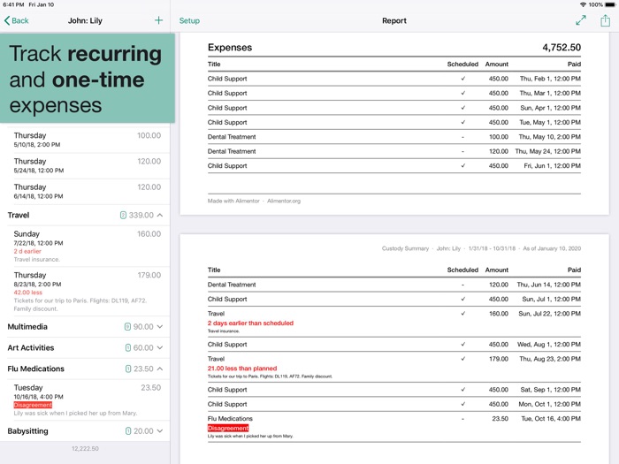 Child Custody Log Alimentor 2