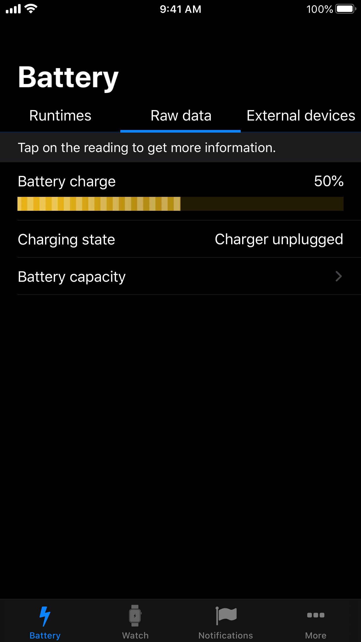 Screenshot do app Battery Life