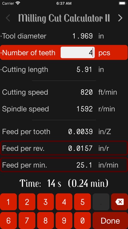 Milling Cut Calculator II screenshot-4