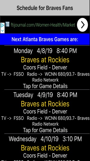 Schedule for Braves fans(圖3)-速報App