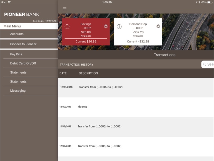 Pioneer Bank Cash Mgmt on iPad