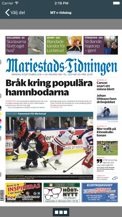 Mariestads-Tidningen e-tidning screenshot 2