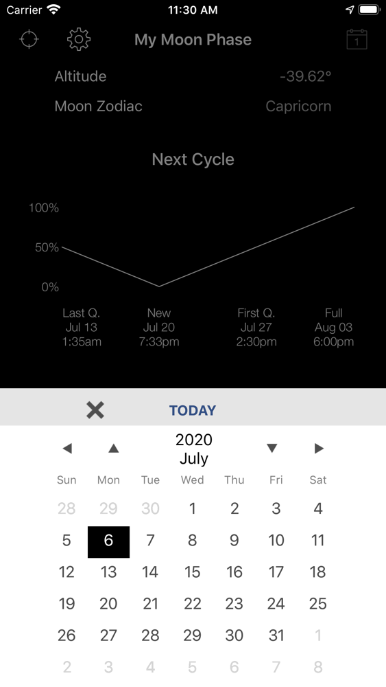 moon phases on iphone calendar