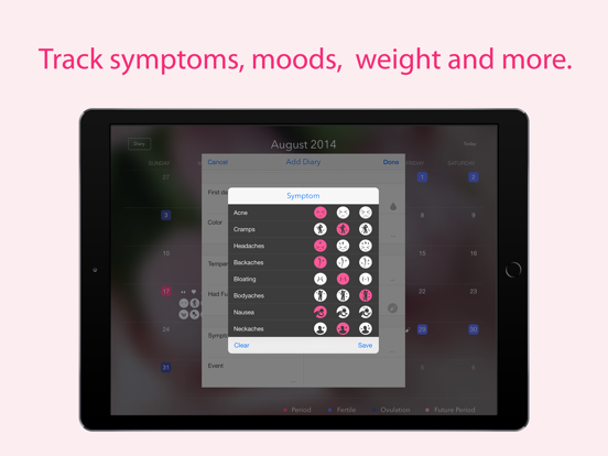 Period Tracker - Monthly Cycles, Menstrual Calendar & Ovulation / Fertility Diary screenshot