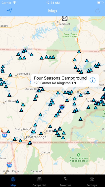 Tennessee – Camping & RV spots