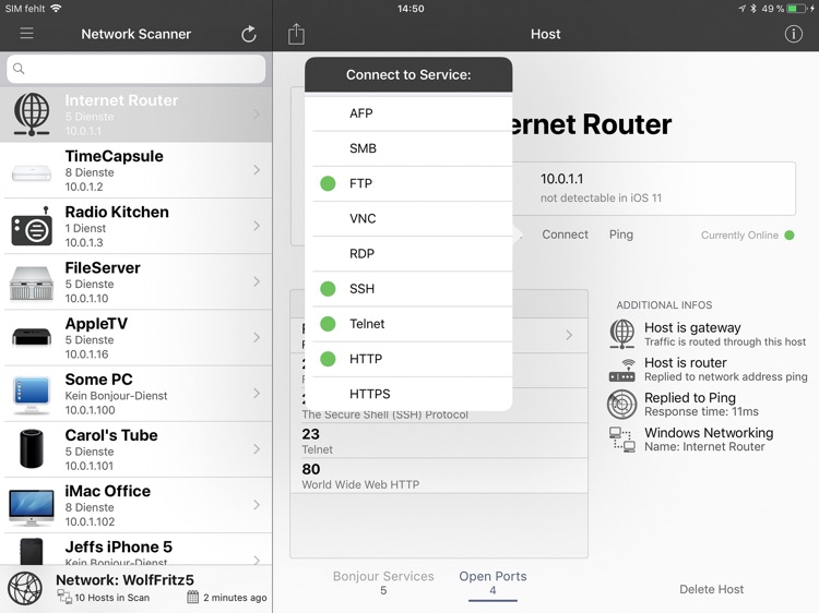 iNet for iPad Network Scanner
