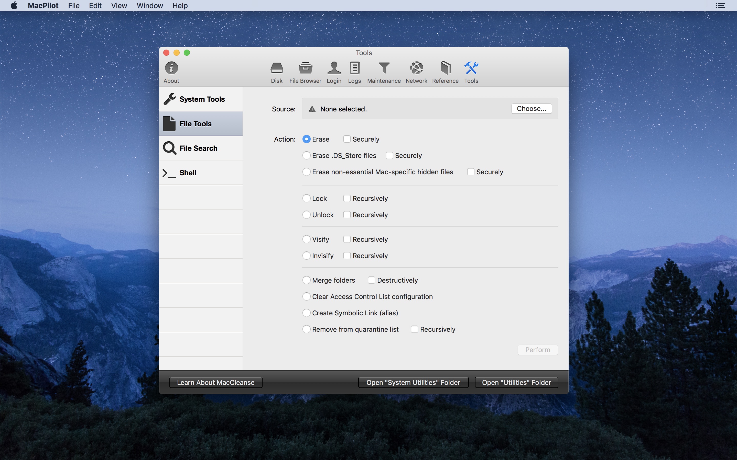 Screenshot do app MacPilot (Lite)
