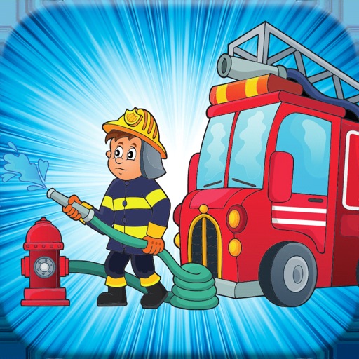 fire truck and fireman cartoon