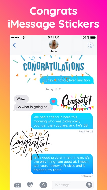 Congrats Text Stickers Pack IM