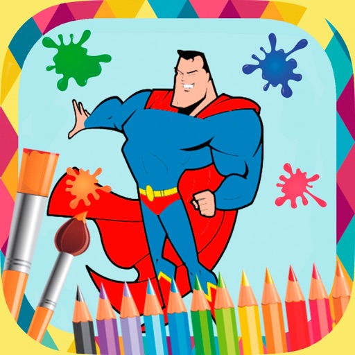 Superhero paint coloring book Icon