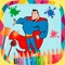 Superhero paint coloring book
