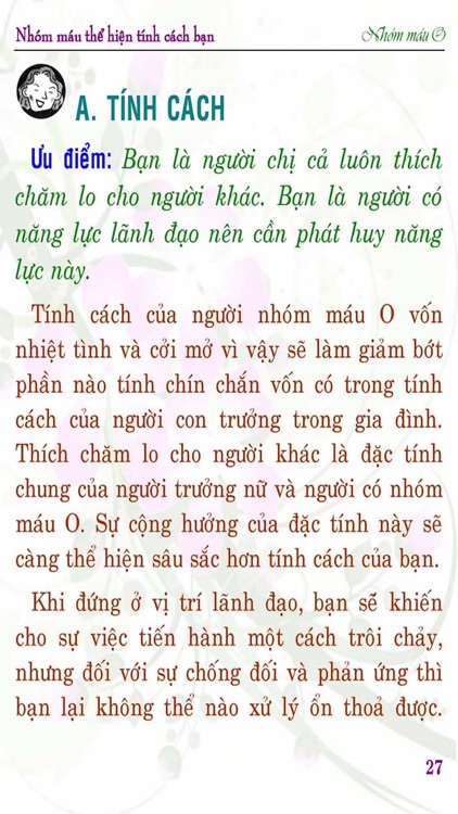 MÁU O THỂ HIỆN TÍNH CÁCH BẠN