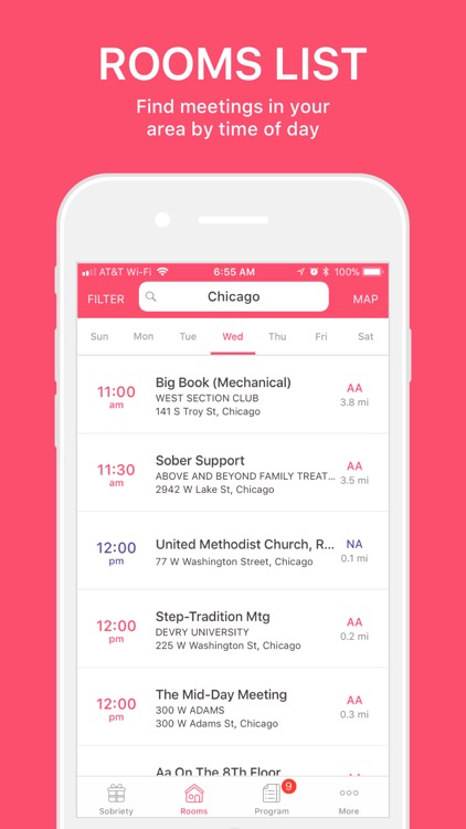 Pink Cloud: AA Meeting Finder screenshot-0