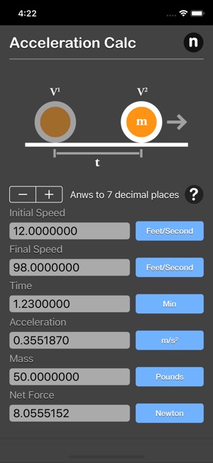 Acceleration Calculator Plus(圖6)-速報App