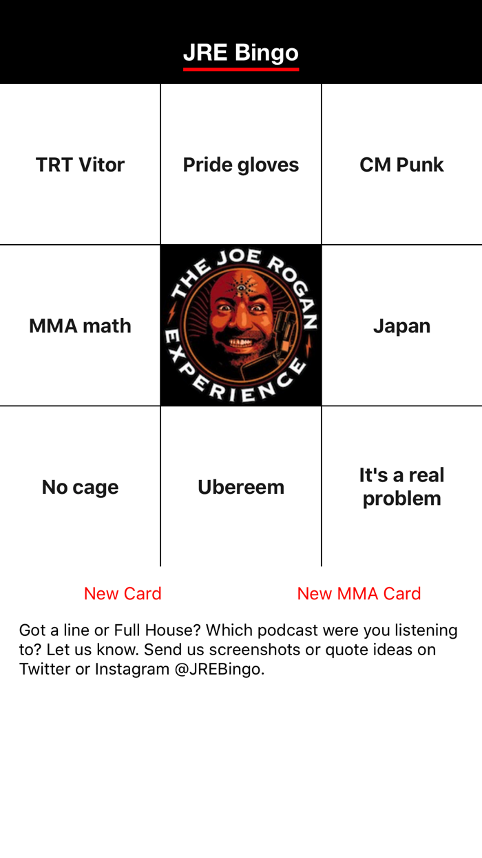 JRE Bingo