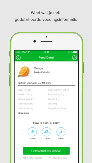 Calorieën- en voedingstracker iPhone app afbeelding 2