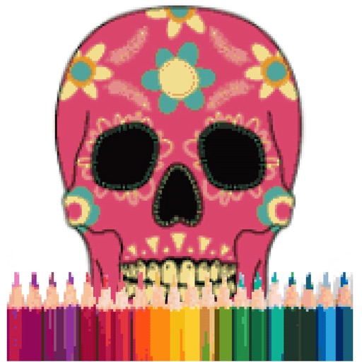 Skull Pixel Coloring Art Icon