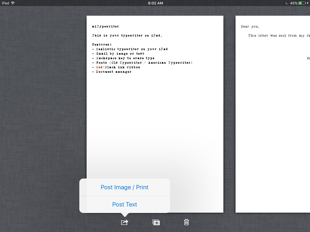 miTypewriter for iPad screenshot 2