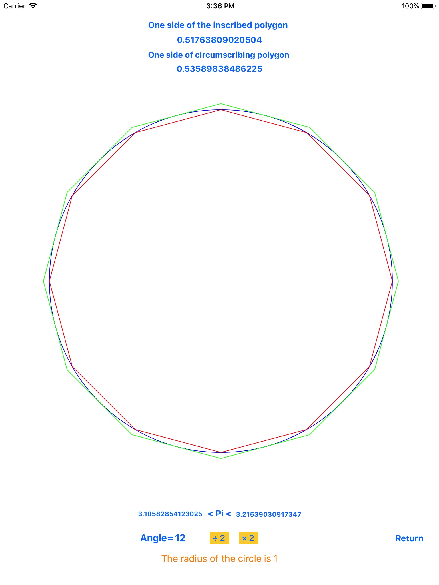 Calculation of Pi screenshot 3