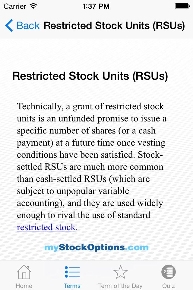 Stock Compensation Glossary screenshot 3