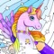 Cute and beautiful Unicorn Dress Up Coloring Book Games contain a rich variety of cool coloring pages and clothes design features made especially for fashion girls