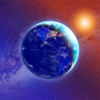 3D Tierra y luna y estrellas - DeluxeWare