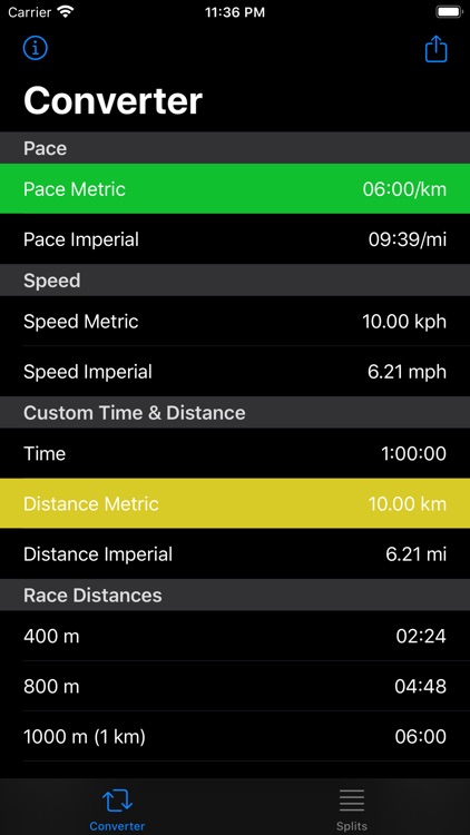 Runner's Calculator, Converter