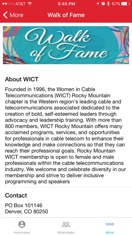 WICT Rocky Mountain Walk of Fame