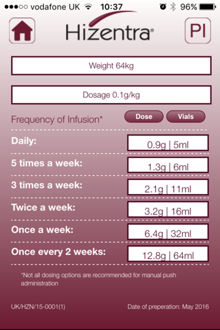 Hizentra Dose Calculator screenshot 3