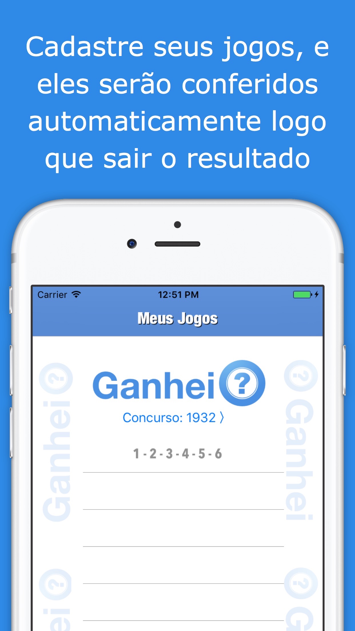 Screenshot do app Ganhei? - Resultados Mega Sena