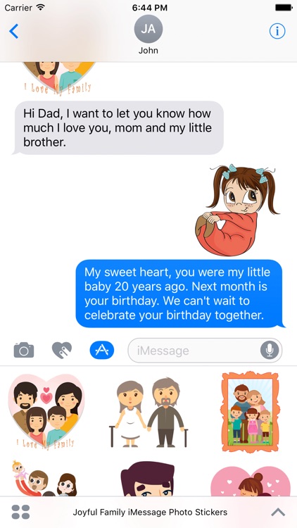 Joyful Family iMessage Photo Stickers