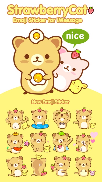 Strawberry Cat Pro - Cute & Emotional Stickers