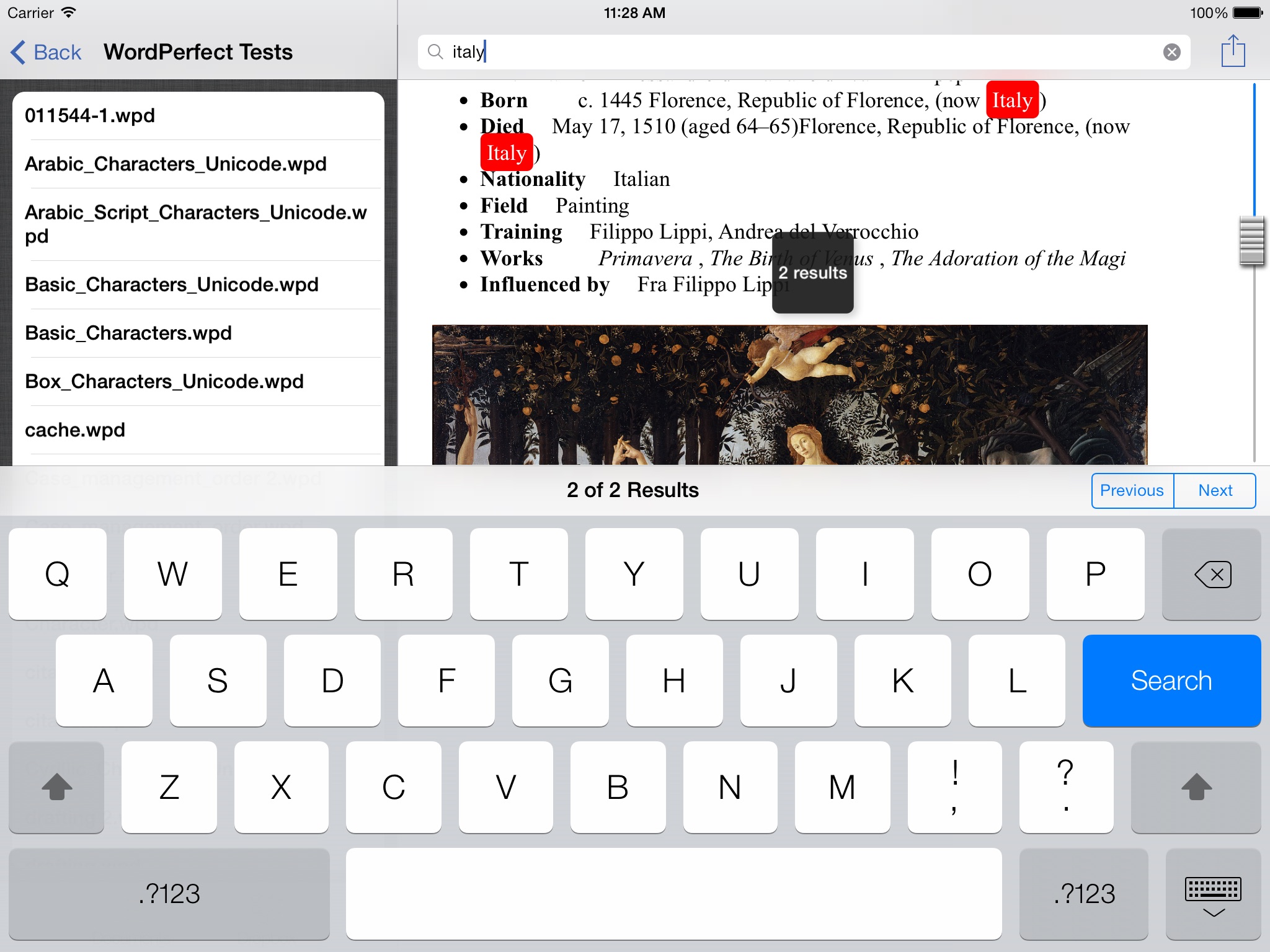 WordPerfect Viewer iPad screenshot 4