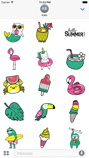 Adorable Summer Party Cat & Unicorn Stickers(圖2)-速報App