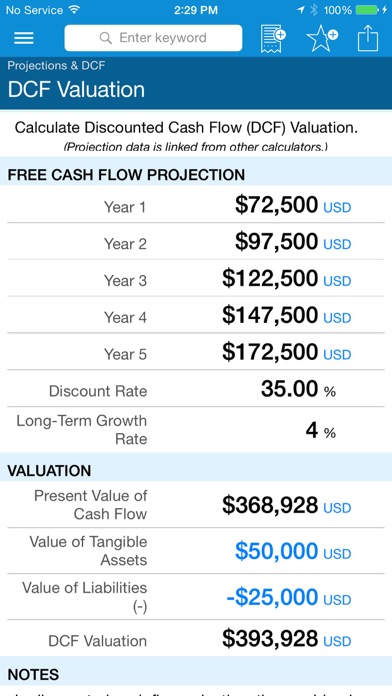 Business Valuation Screenshot 1