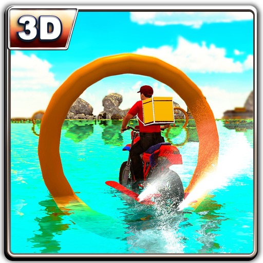 Water Surfer Fast Food Bike Delivery & 3D Sim icon