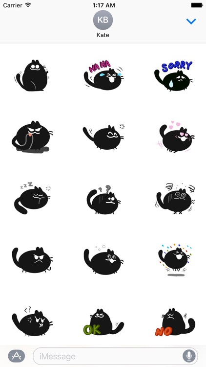 Lucky Black Puffy Cat Emoji Stickers