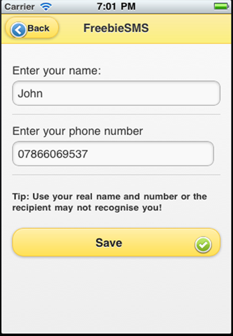 FreebieSMS: Send SMS - náhled