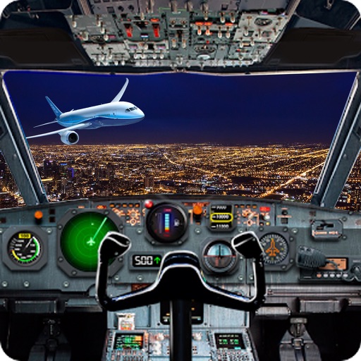 Aircraft driving simulator 3D icon