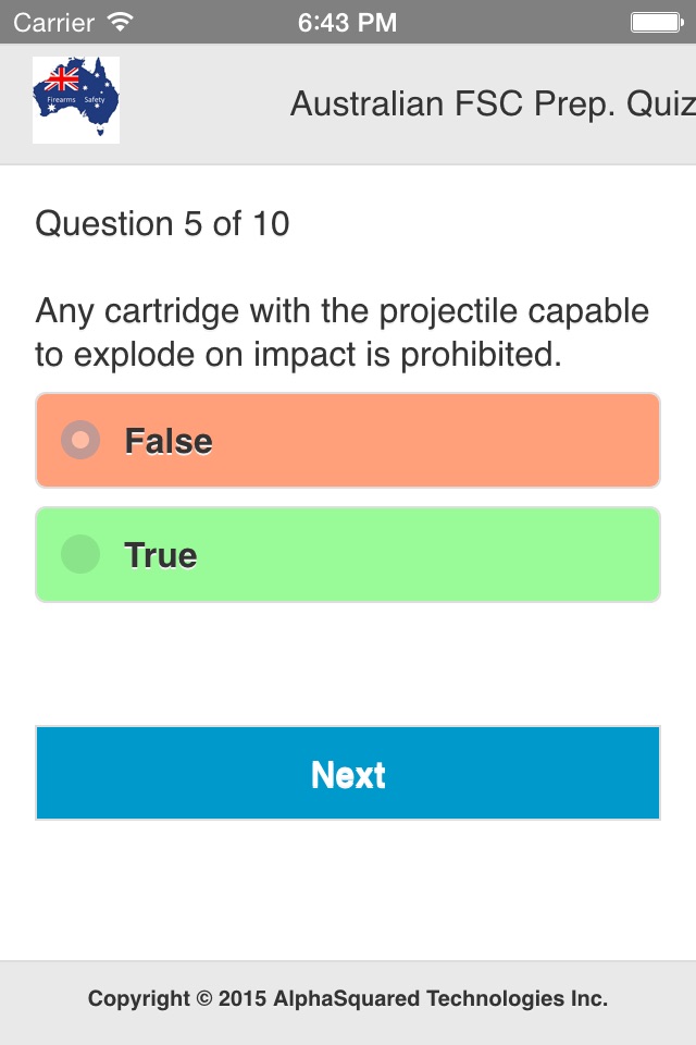 Australian Firearm Safety Quiz screenshot 4