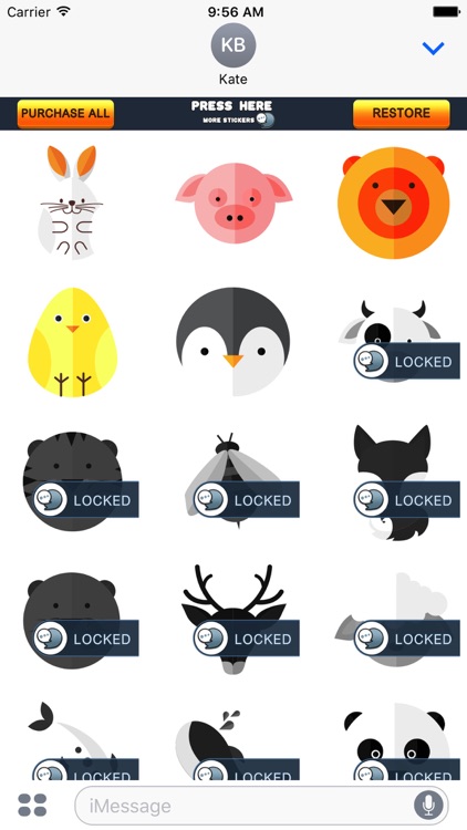 Animals Flat Stickers for iMessage