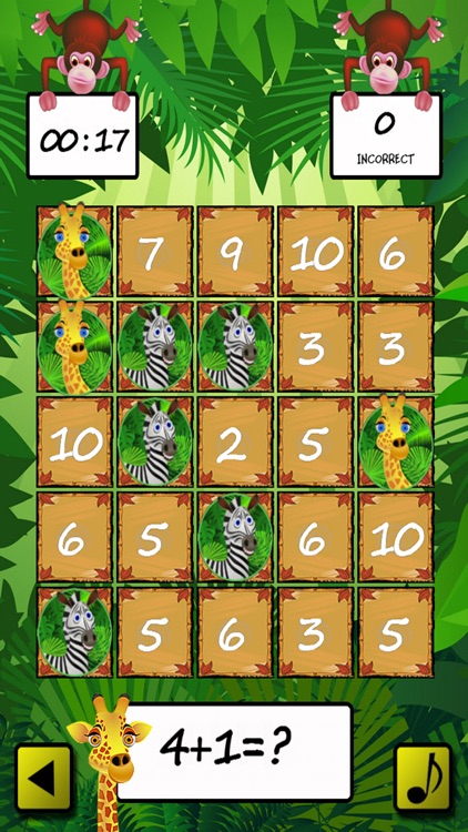 Jungle Math Bingo