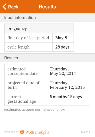Wolfram Pregnancy Reference Calculator screenshot 2