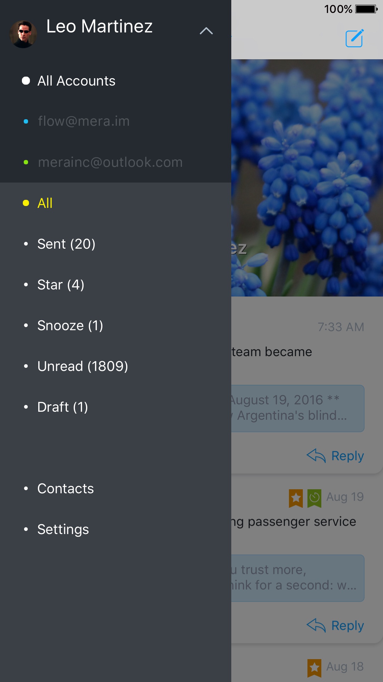 Screenshot do app Flow Mail - tames mobile inbox