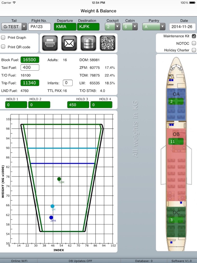 Pan Aero B767 Weight and Balance App